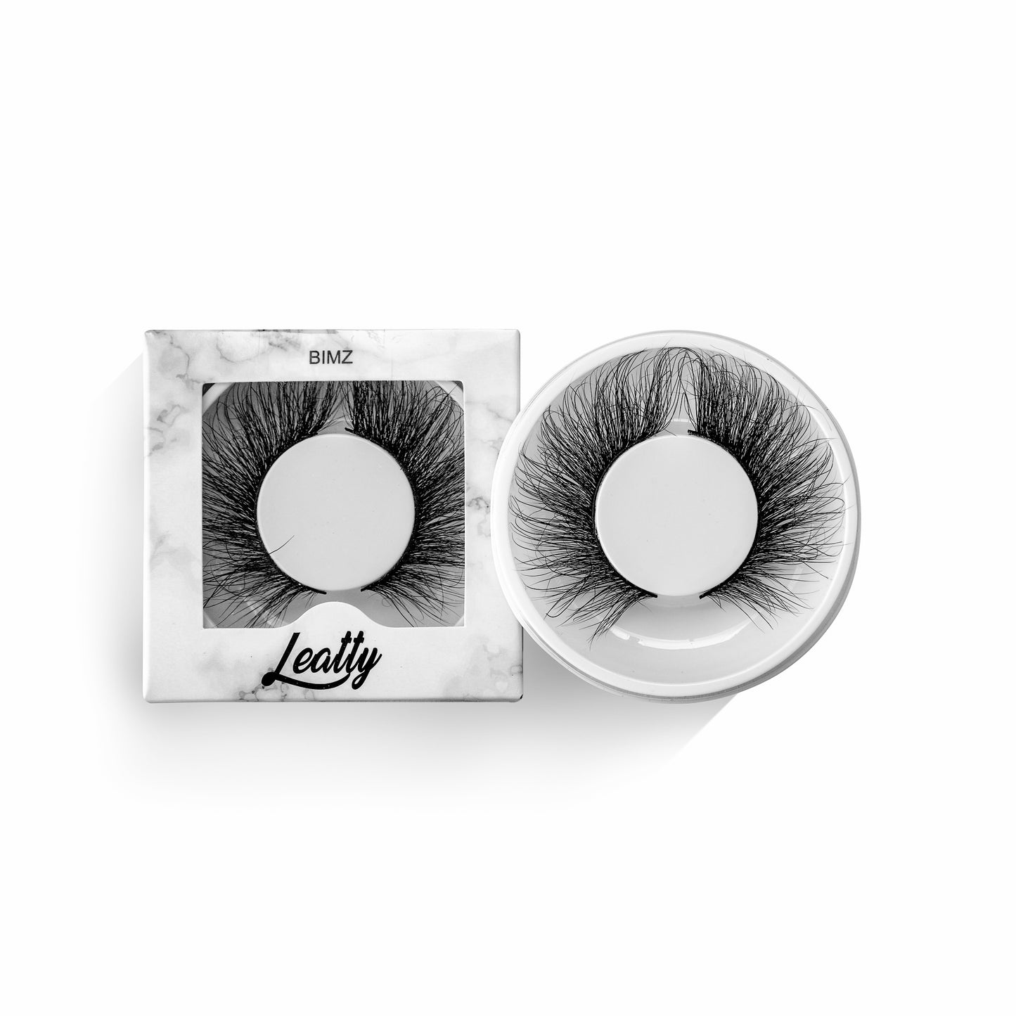 Close-up of BIMZ Mink Eyelashes from Leatty Beauty - soft, lightweight, reusable lashes for a bold and captivating look.