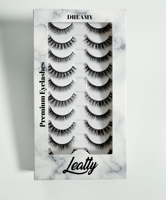 Dreamy Strip Eyelash Set - 10 Pairs Short Reusable Mink Lashes | Human Hair | Lightweight | Natural Look | Multi-pack